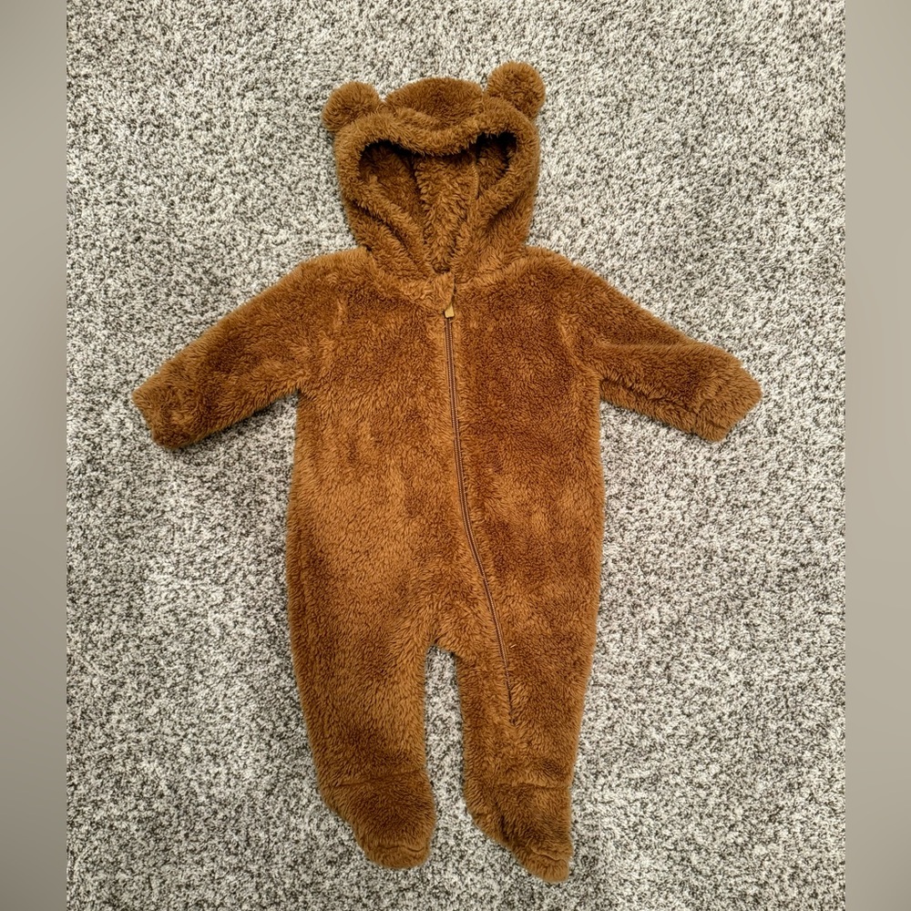 Old navy fuzzy bear baby coat onesie